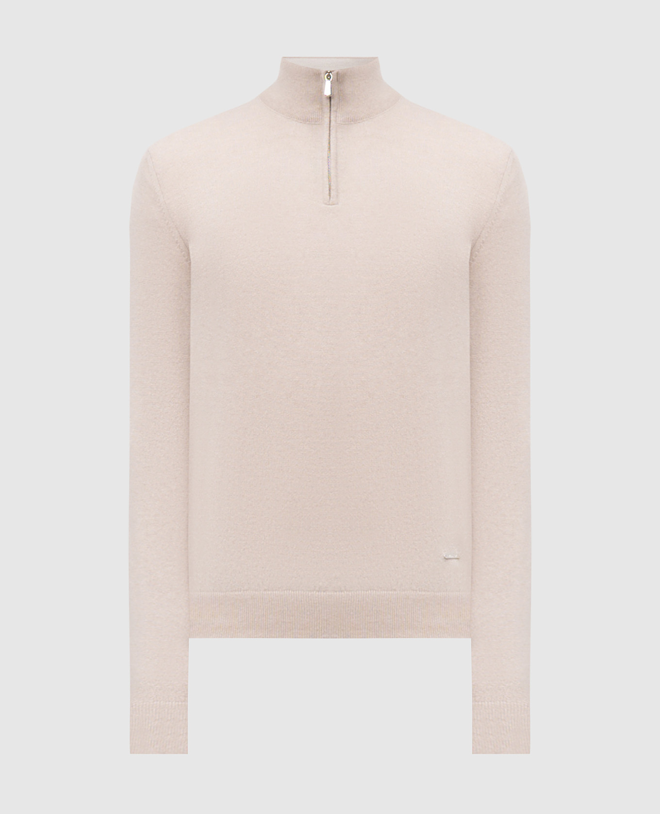 Beige cashmere sweater with logo Enrico Mandelli