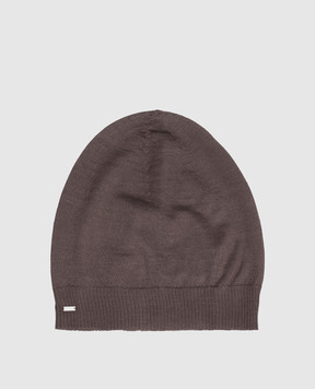 Saint Laurent Grey cashmere hat with logo 7771713Y201