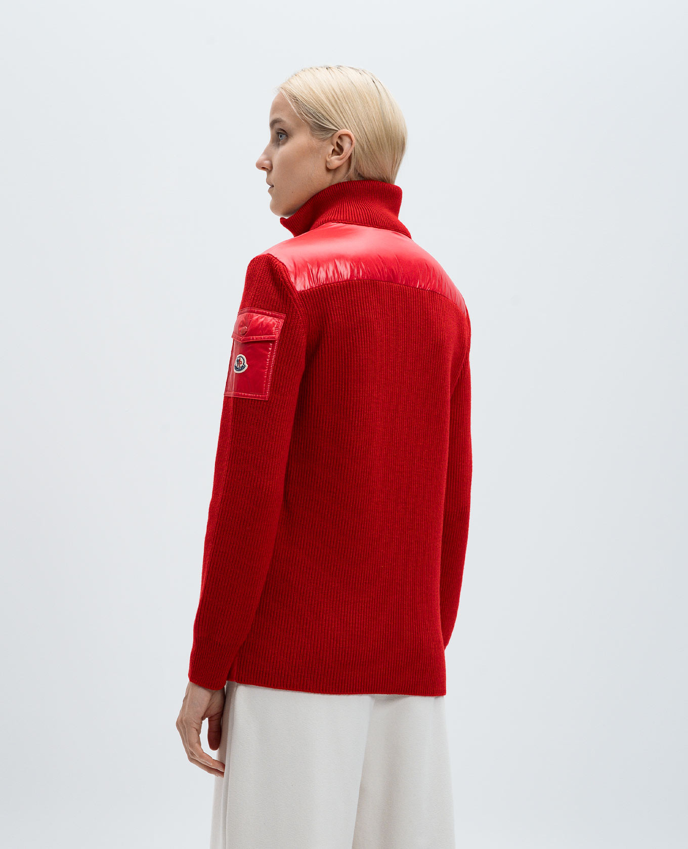 

Red wool combination jacket with logo Moncler