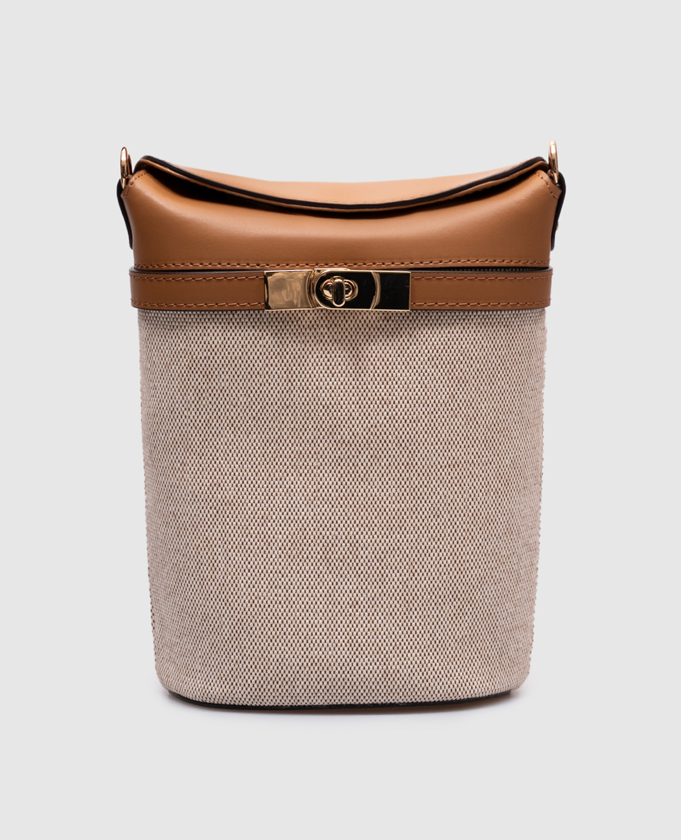 

Brown leather bucket bag with decorative strap Gianni Notaro