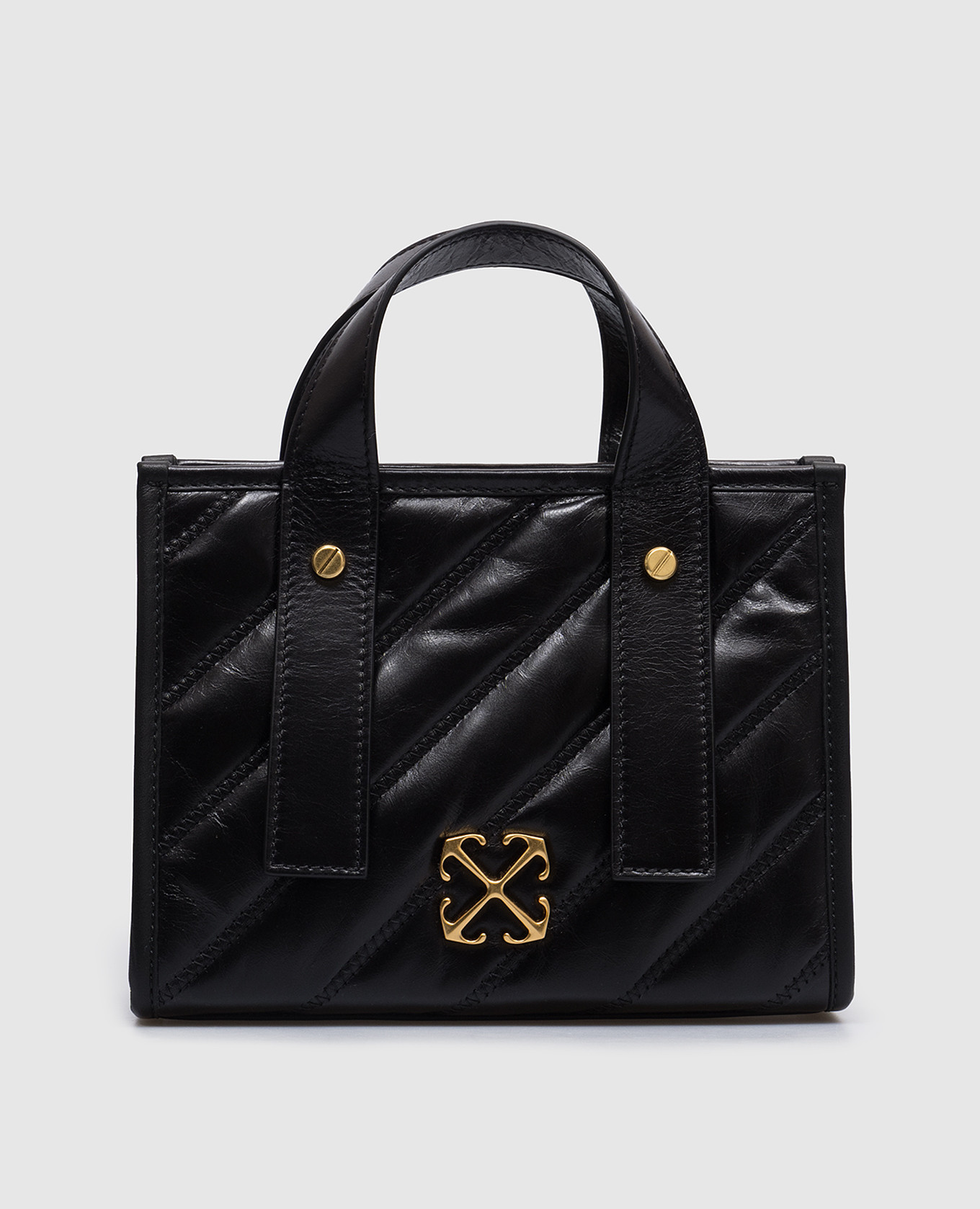 

Black quilted leather tote bag with logo Off-White