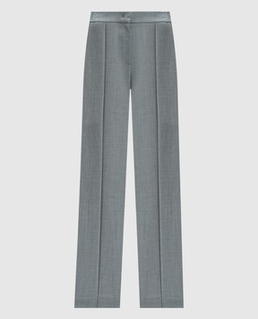Twinset Gray wool trousers with logo 242TP2161