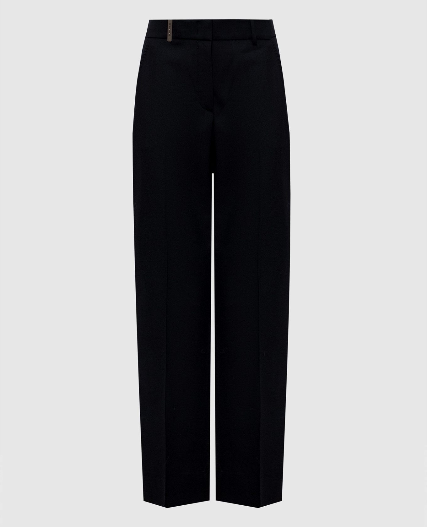 Black wool pants with brand patch Peserico