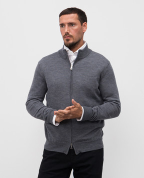 Cashmere&Whiskey Gray merino wool cardigan 97396