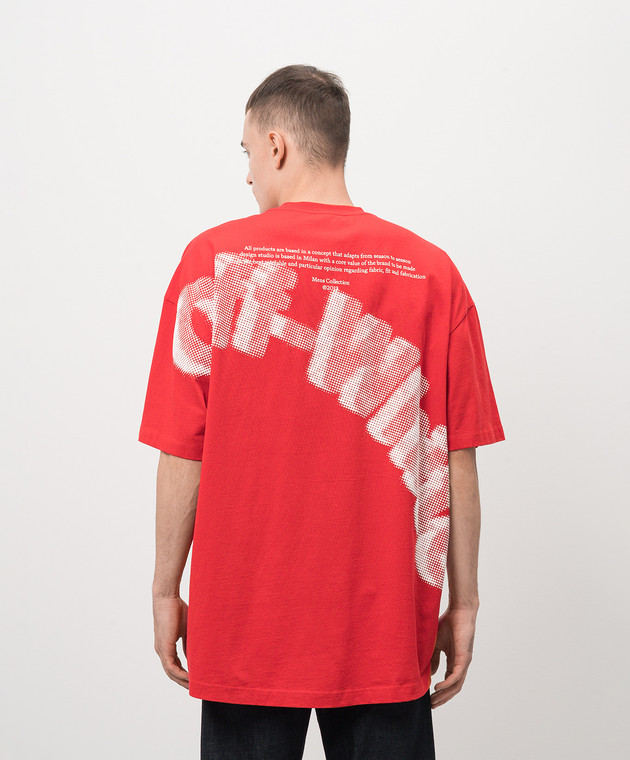 Off-White - Czerwona koszulka z nadrukiem 3D