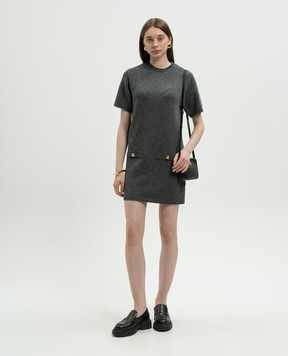 Valentino Gray wool mini dress with VLogo Signature logo 5B3KC57W8N2