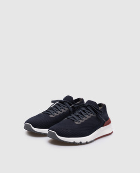 Brunello Cucinelli Blue sneakers with textured logo MZUPMBO252