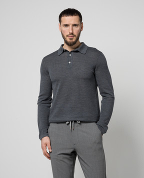 Cashmere&Whiskey Gray wool polo shirt MU7622318465RI