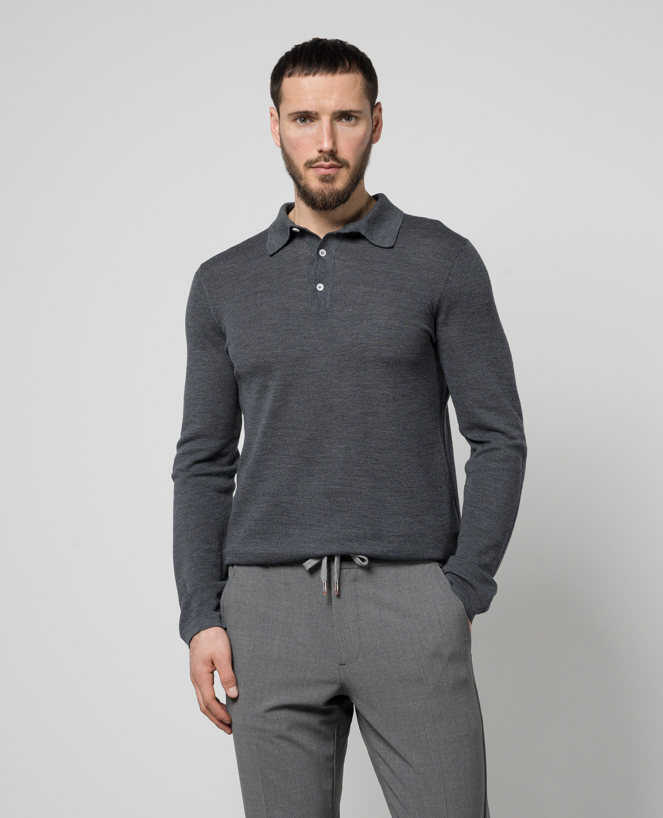 Gray wool polo shirt Cashmere&Whiskey 3