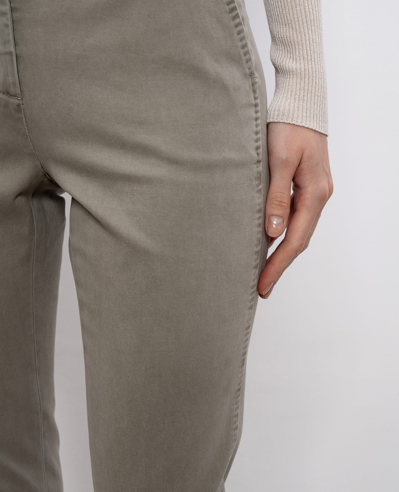 Khaki pants with brand patch Peserico 5