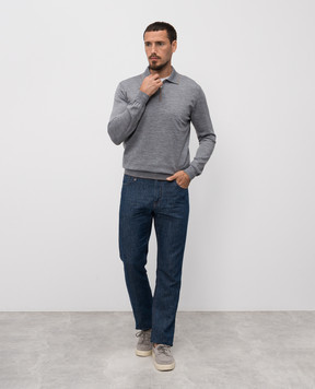 Stefano Ricci Gray wool, silk and cashmere polo shirt KE08004P30E25374