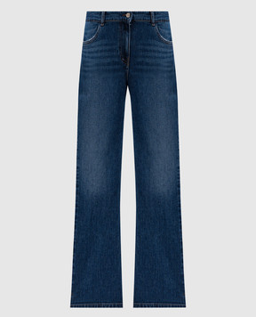 Twinset Blue distressed flared jeans with logo embroidery 242AT2273