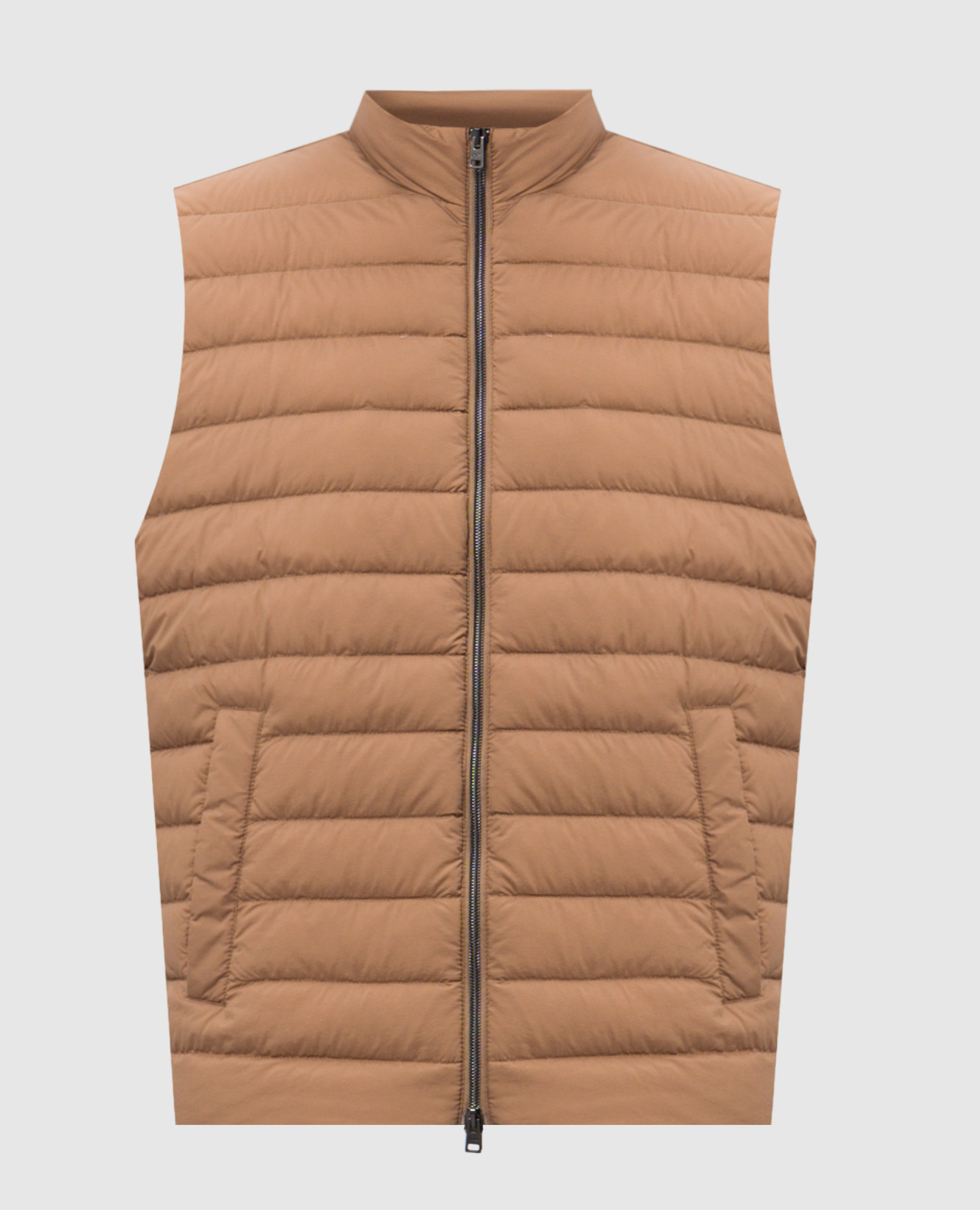 Brown down vest with logo Herno