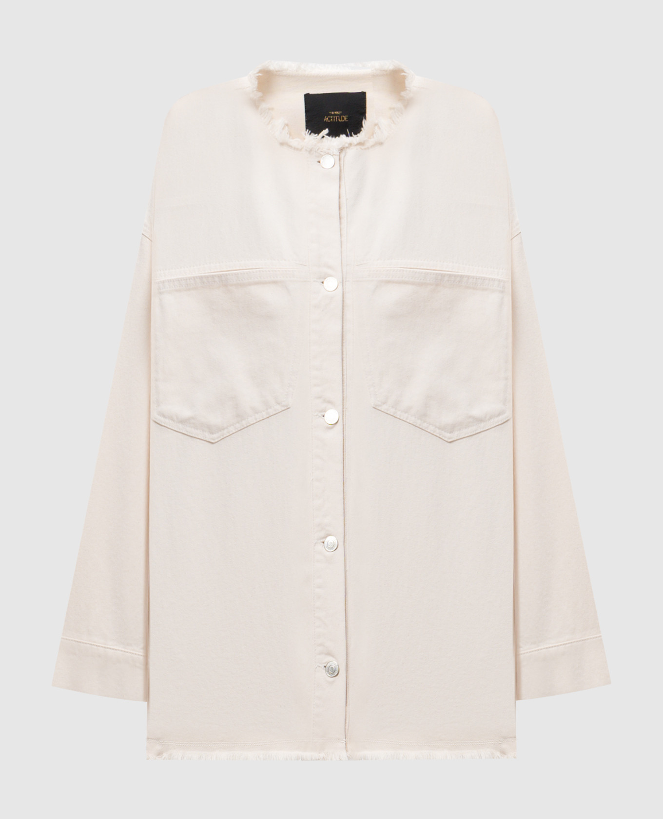 Beige shirt-style jacket with fringe Twinset