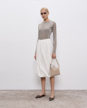 Brunello Cucinelli White Bubble Hem Skirt ML140G3759