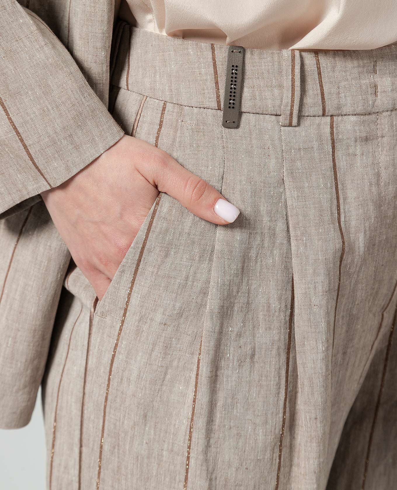 

Brown striped linen pants Peserico
