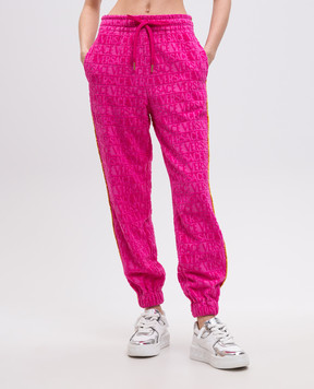 Versace Pink terry joggers with textured pattern 10203371A14584