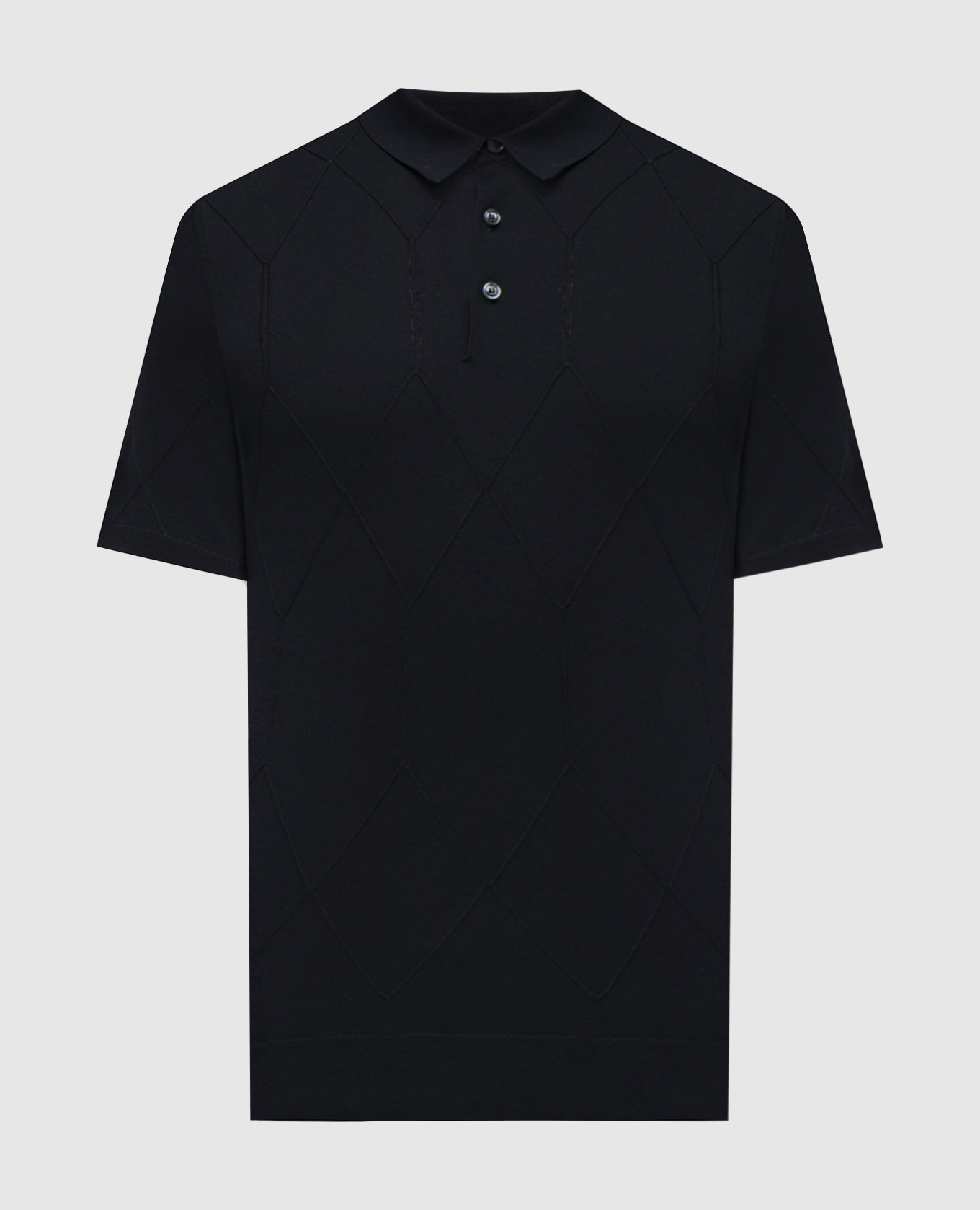 Blue polo shirt with patterned silk Enrico Mandelli