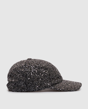 Peserico Gray cap with sequins S36201C0RCC694