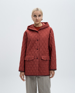 Agnona Burgundy quilted jacket with leather inserts and metal logo TH0818YU6016