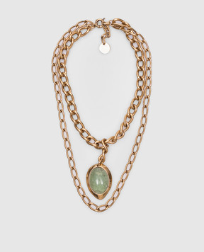 Ermanno Scervino Gold double chain with cabochon stone D463X702ZYI
