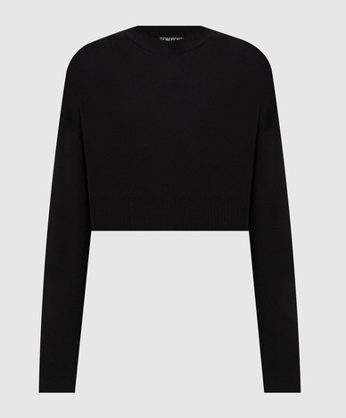 Brauner kurzer Pullover aus Wolle und Kaschmir