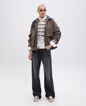 Brunello Cucinelli White shirt with a monil chain MP091MY516