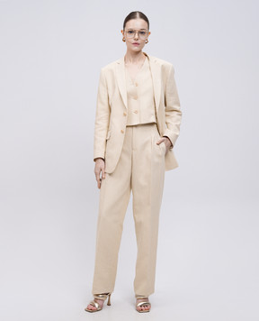 Twinset Beige linen jacket with logo emblem 251TP2760