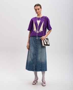 Valentino Purple T-shirt with logo print 6B3MG24H95W