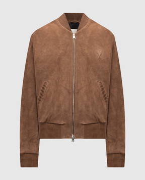 Ami Paris Brown suede bomber jacket HJK152LH0059