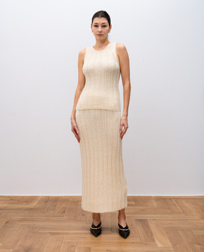 Khaite Claire beige silk and cashmere skirt 9751309