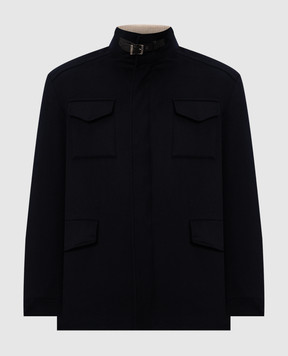 Cashmere&Whiskey Blue cashmere jacket with patch pockets CW0011000