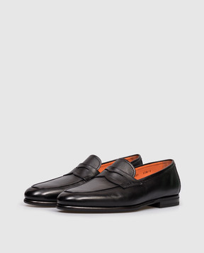 Santoni Black leather loafers MCNG18837SI9GMEM