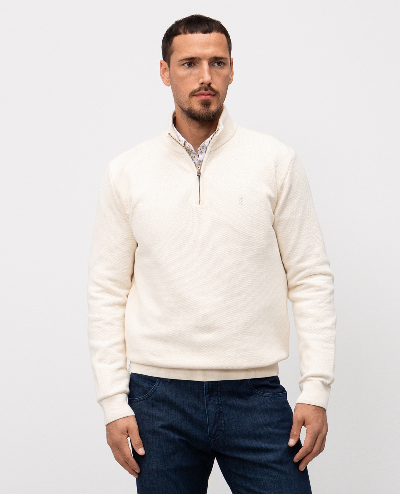 

Beige sweater with embroidered emblem Florentino