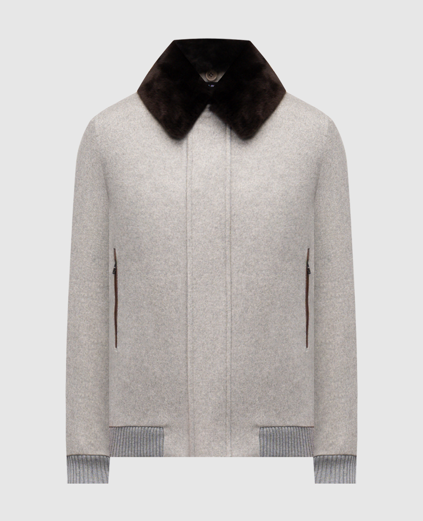 Gray cashmere jacket with fur trim Cashmere&Whiskey