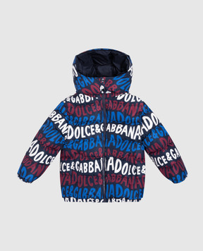Dolce&Gabbana Children's blue down jacket with logo print L4JB6FG7NUW812+