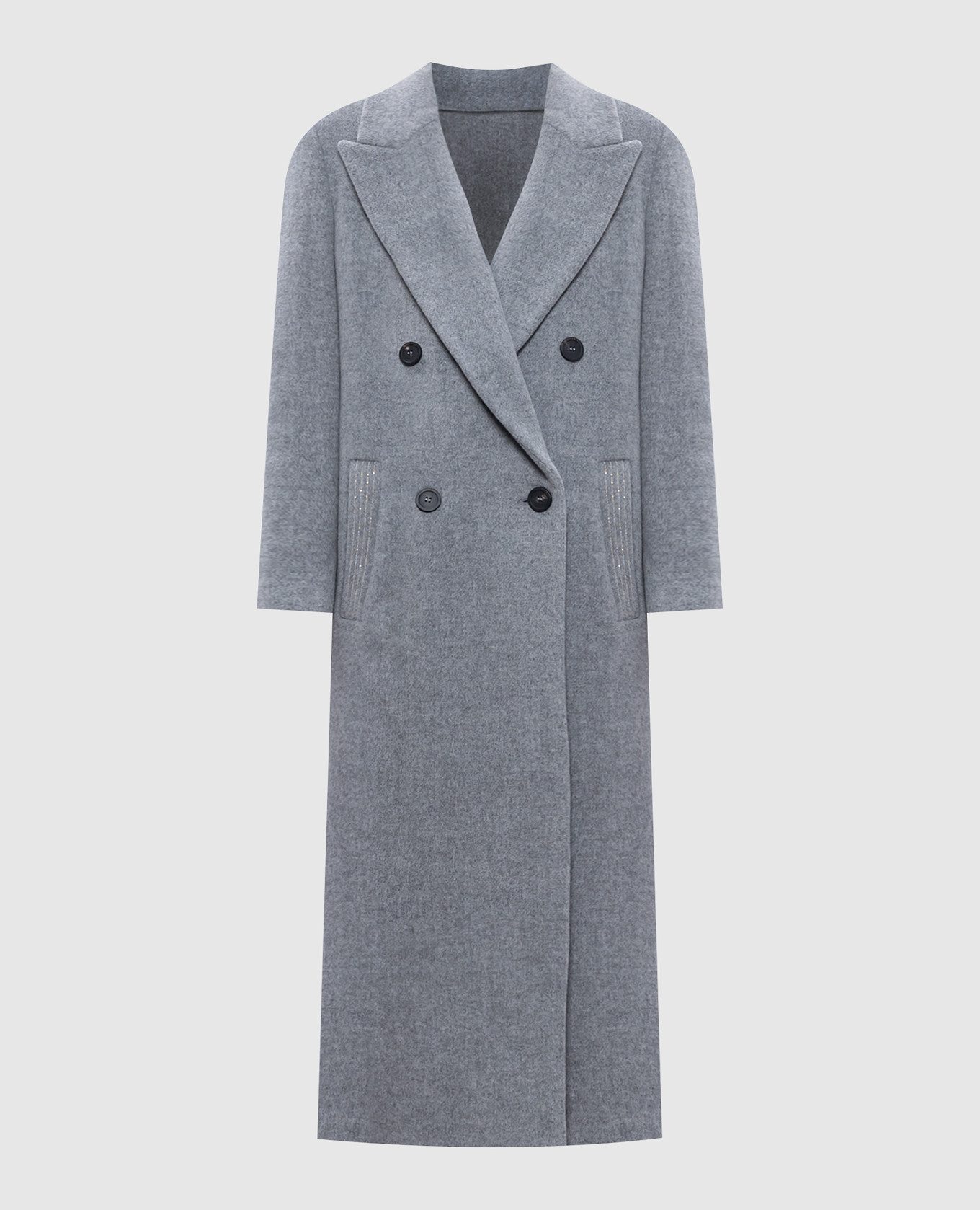 

Gray double-breasted wool and cashmere coat Peserico, Grey