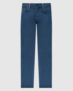 Scissor Scriptor Jeans blu COSTANTINO con toppa logo in pelle COSTANTINPA02T26123S56