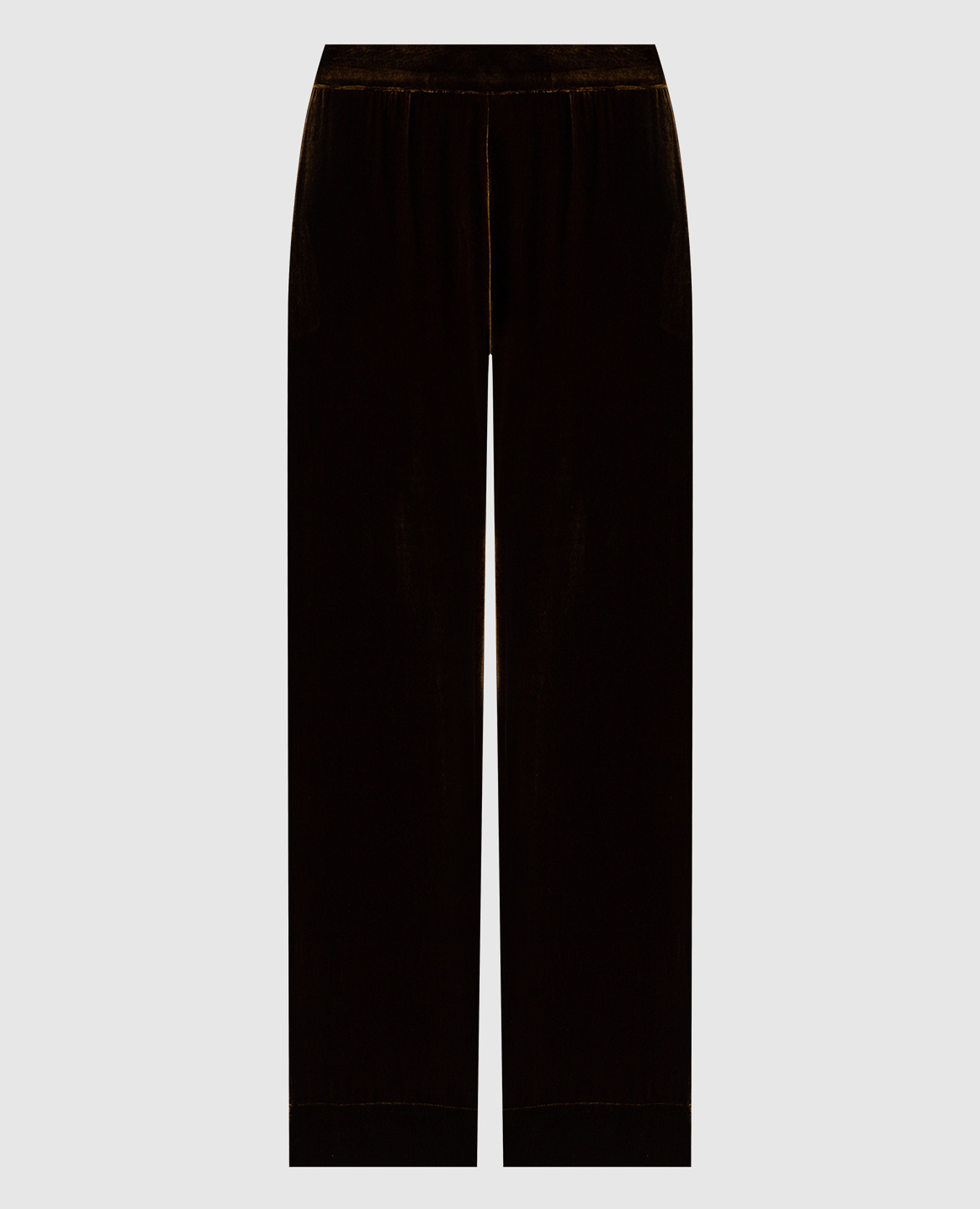 

London pajama-style brown velvet pants with silk Asceno