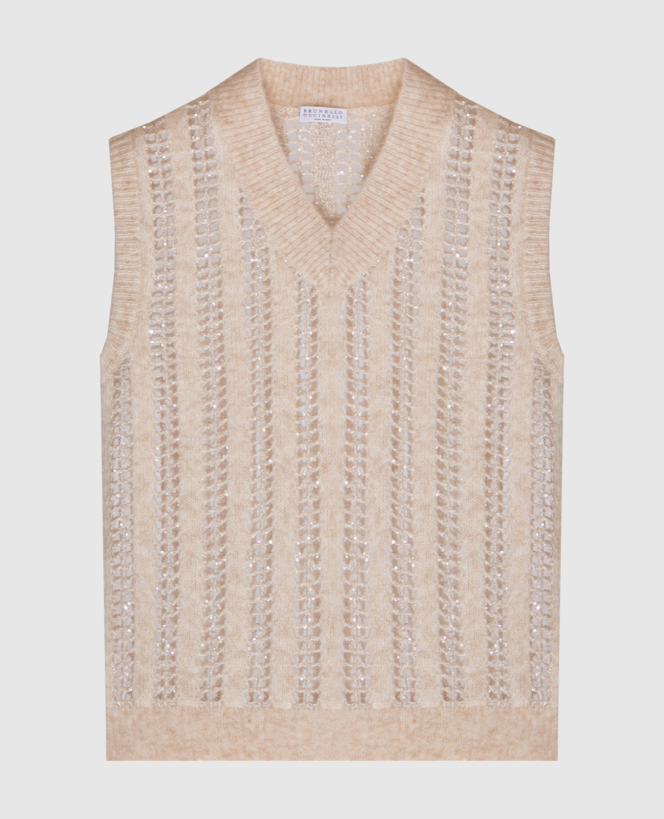 

Beige openwork vest made of wool with lurex Brunello Cucinelli, Grey