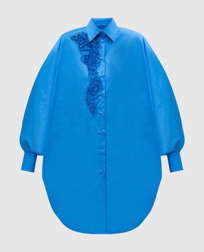 Ermanno Scervino Blue shirt with Richelieu embroidery D462K385BQP