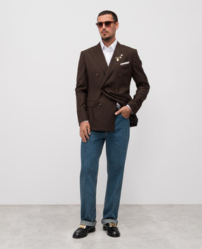 Dolce&Gabbana Taormina brown double-breasted wool jacket G2NW1TFU25E