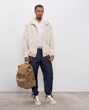 Brunello Cucinelli Blue wool and abaca pants MP495S2470