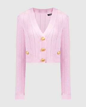 Balmain Pink cardigan in textured pattern CF0KL018KF24