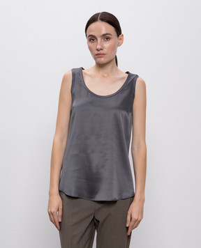 Brunello Cucinelli Grey silk straight-cut top M0C59E0600
