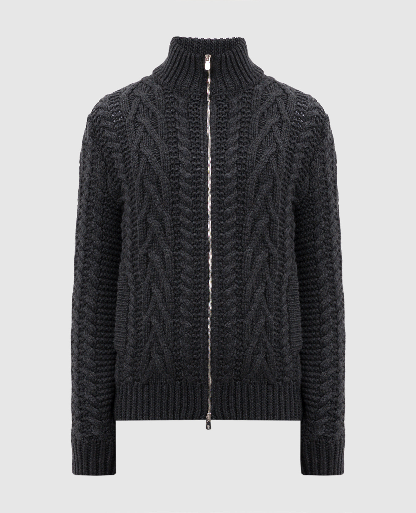 Gray cashmere cardigan in a textured pattern brunello cucinelli