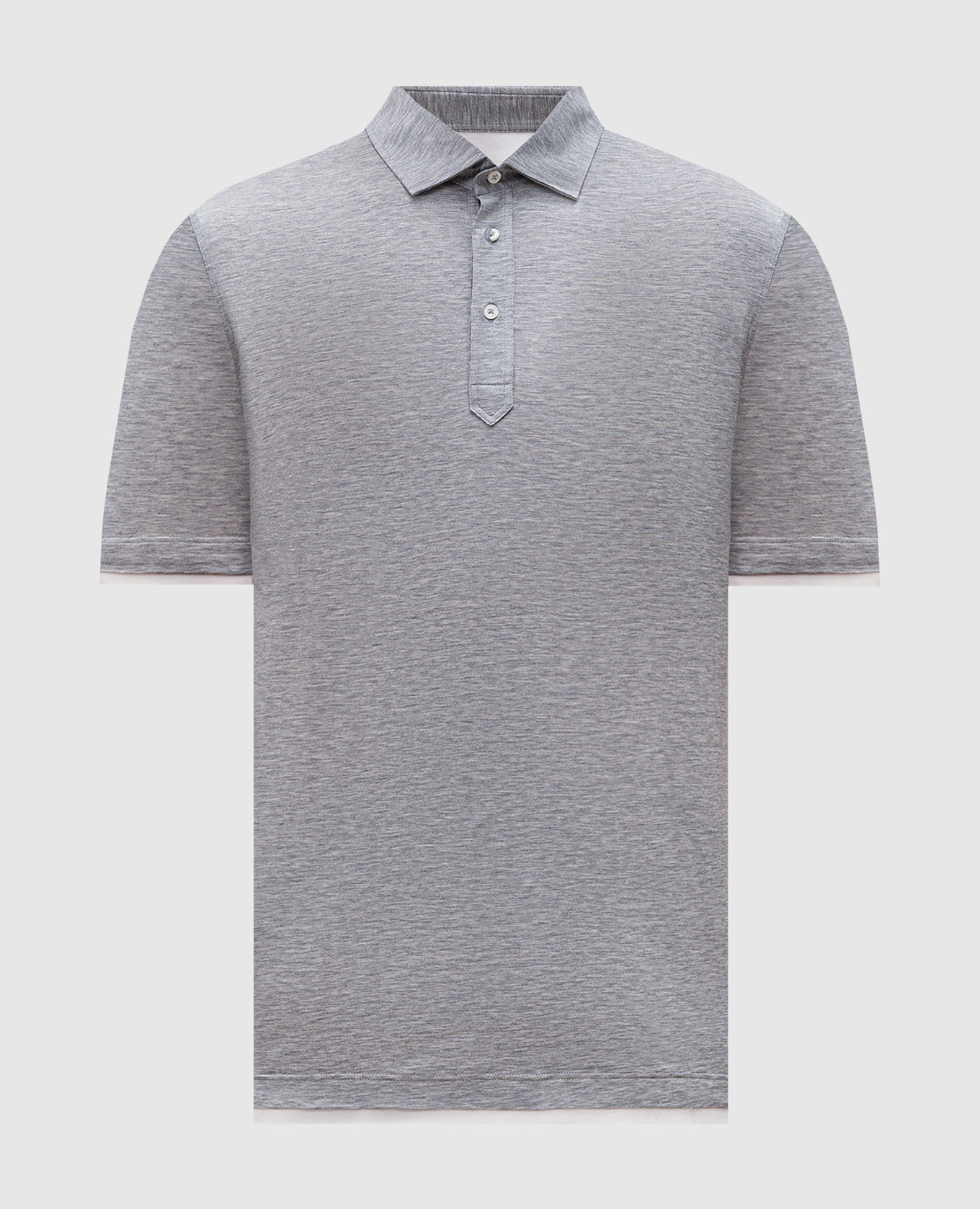 Grey melange polo shirt Brunello Cucinelli