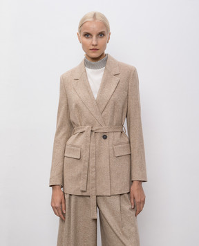 Peserico Beige double-breasted jacket with wool and silk S01700A00770