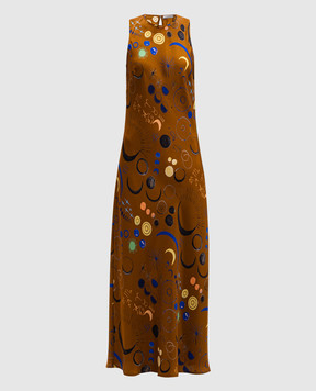 Asceno Valencia printed silk midi dress in brown D020F04C436