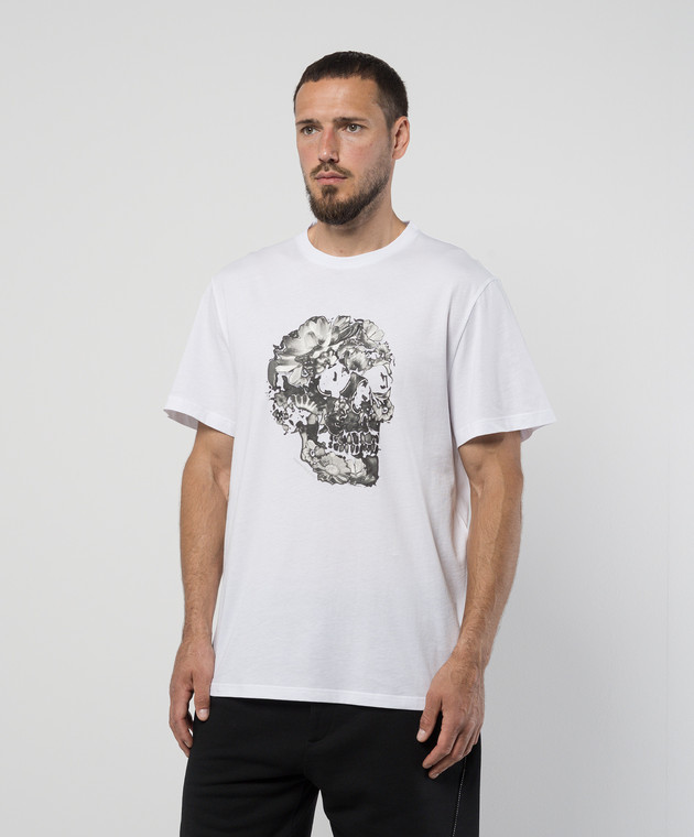 Tシャツ・カットソー ALEXANDER MCQUEEN Printed T-shirt White 794575QTABM Alexander McQueen - White t-shirt with Wax Flower Skull